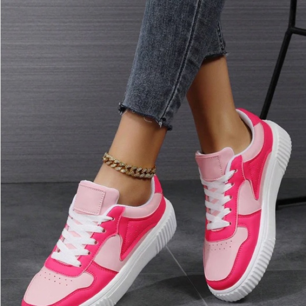 SHEIN Pink & White Women's Sneakers - Picture 2 of 5